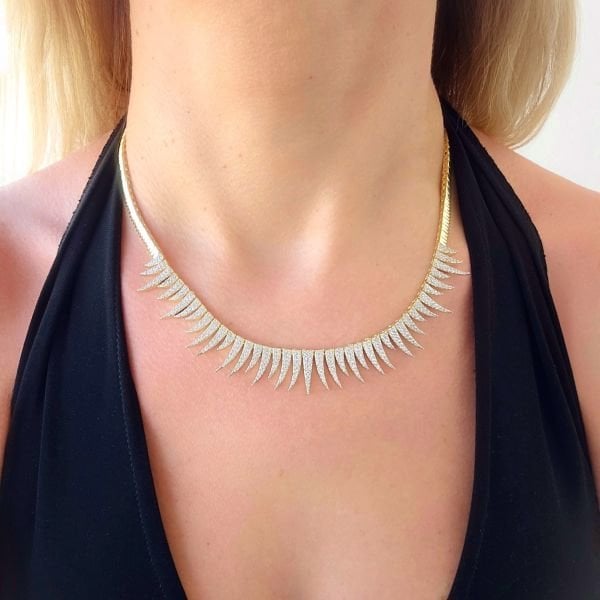 Özel Seri Gold Zirkon Taşlı Tasarım Kolye