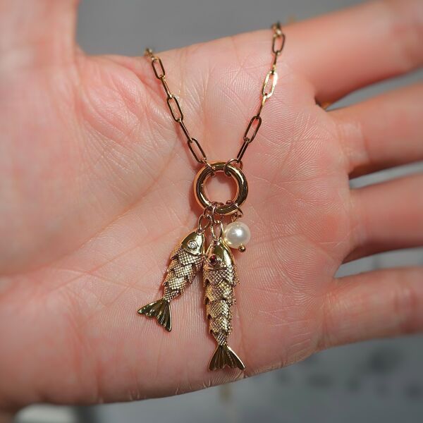 Çelik 2'li Balık Kolye