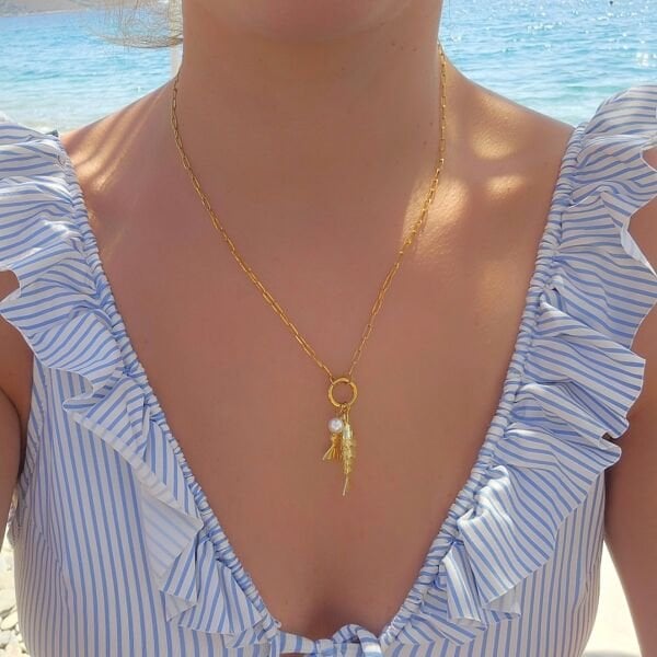 Çelik 2'li Balık Kolye