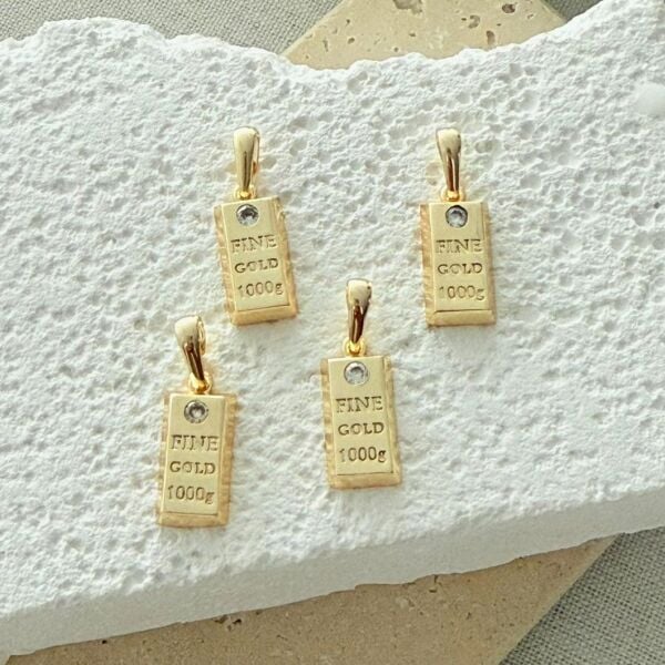 Taşlı Külçe Altın Model Kolye Ucu