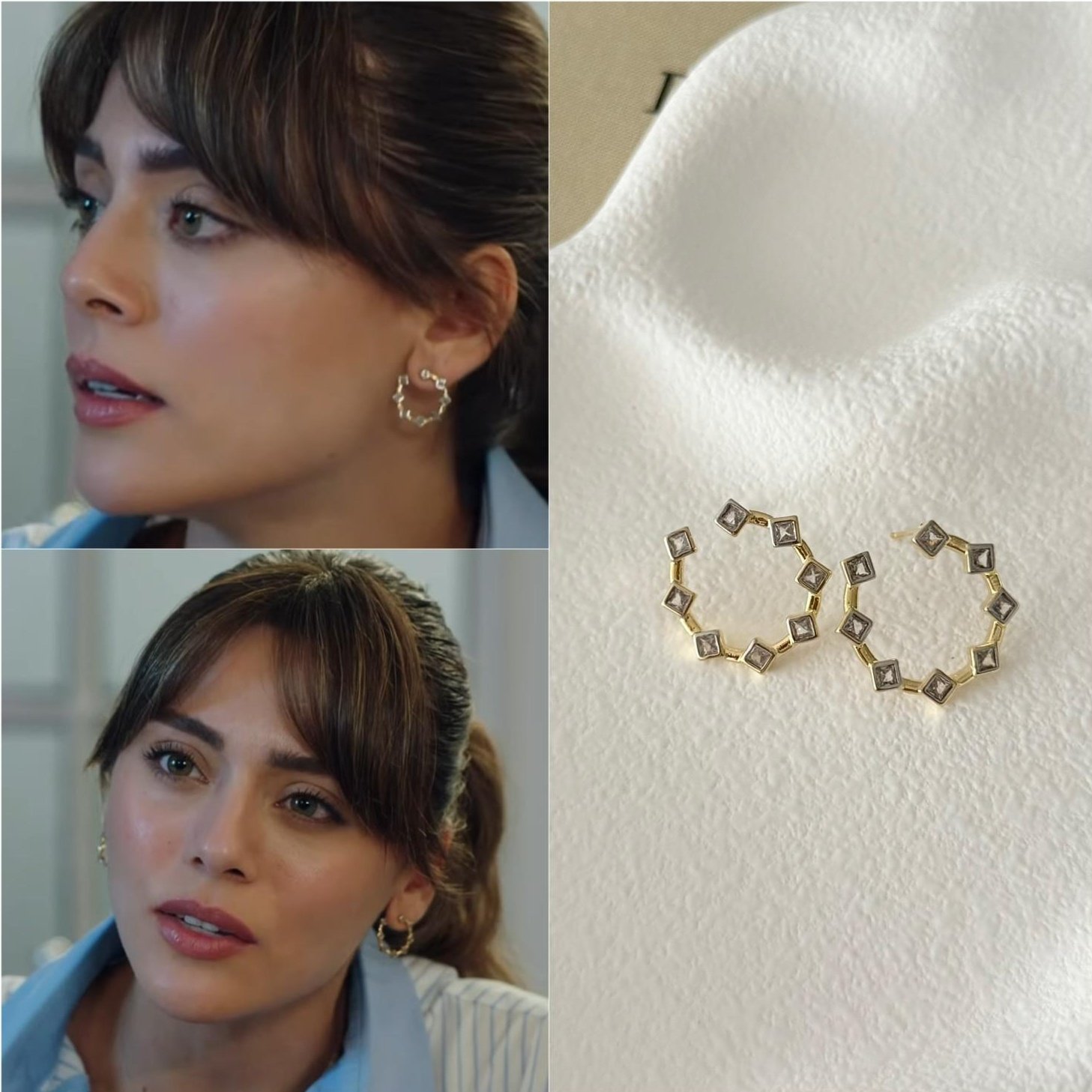 Özel Seri Baget Detaylı Marka Sarmal Küpe