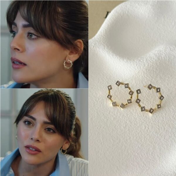 Özel Seri Baget Detaylı Marka Sarmal Küpe