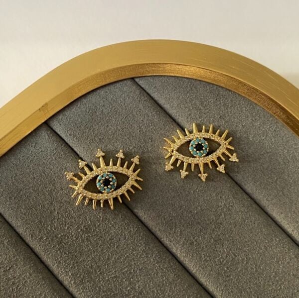 Minimal Zirkon Göz Tasarım Küpe