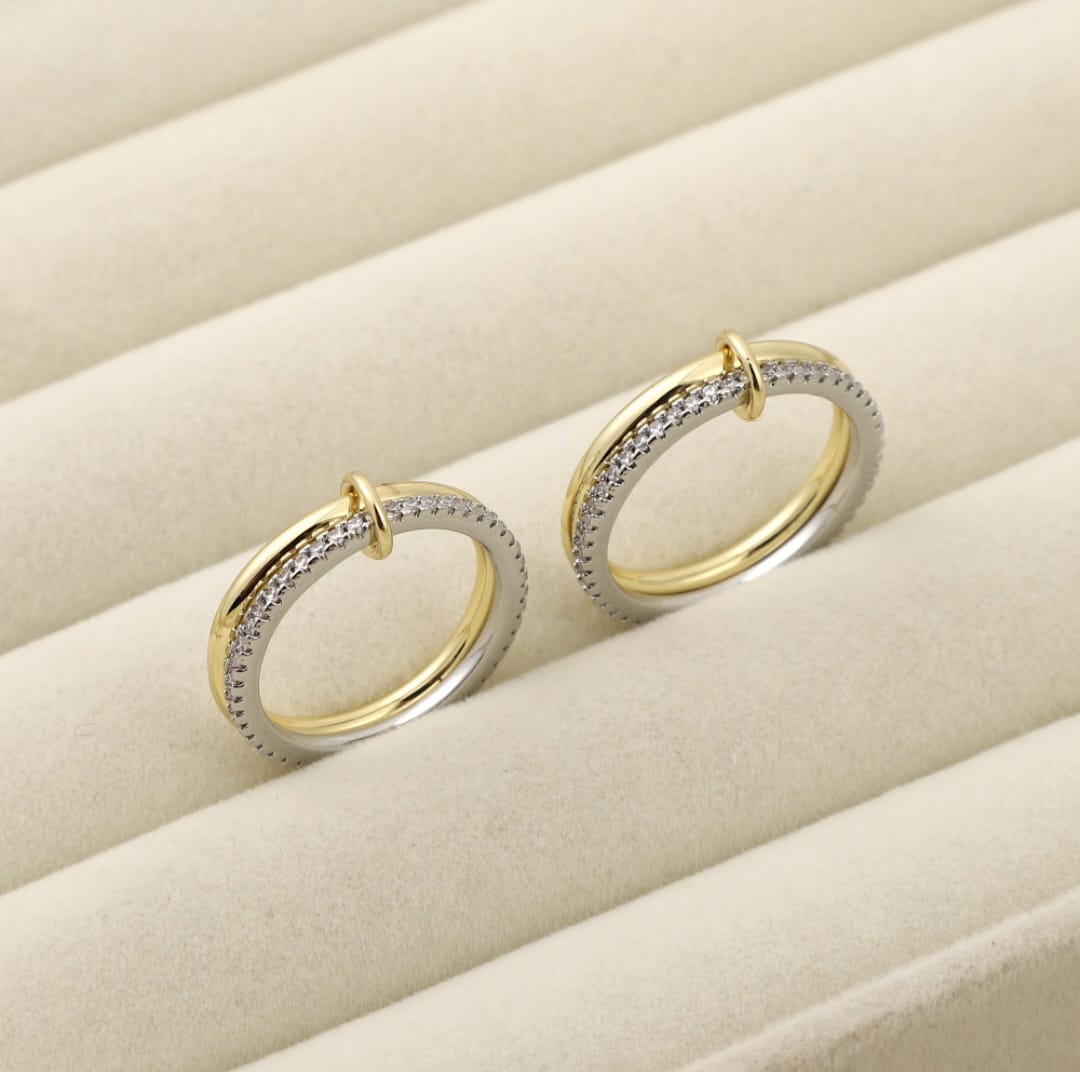 Silver Taşlı 2'li Spinelli Gold Yüzük