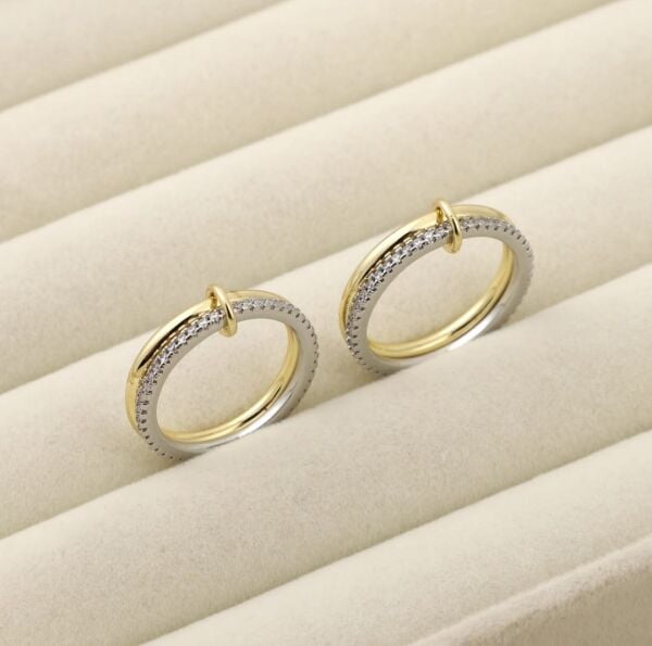 Silver Taşlı 2'li Spinelli Gold Yüzük