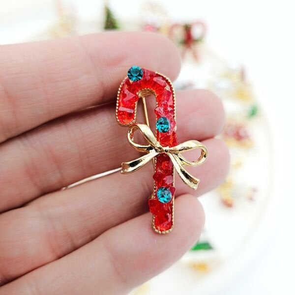 Fiyonklu Baston Şeker Broş