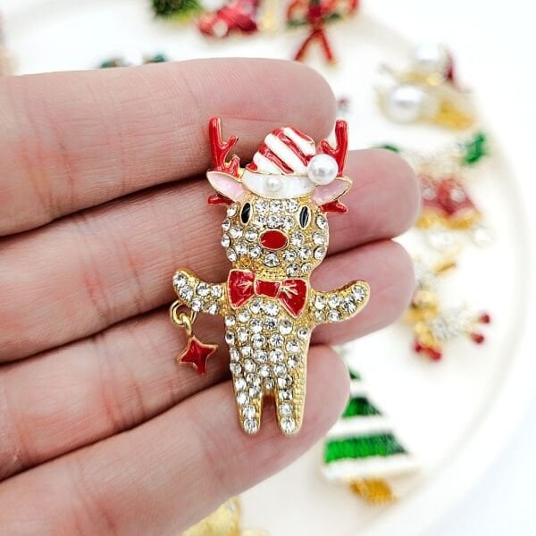 Yıldız Sallantılı Geyik Broş