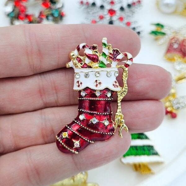 Yeni Yıl Kırmızı Çorap Broş