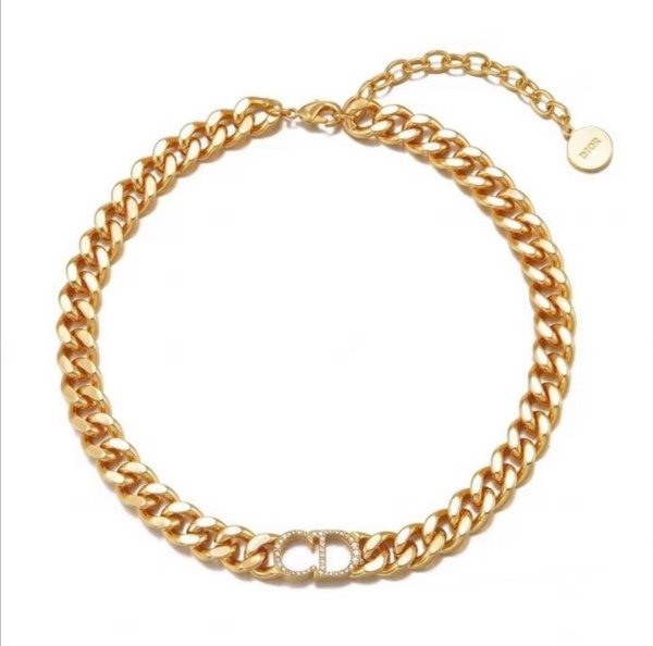 CD Taşlı Gold Kolye