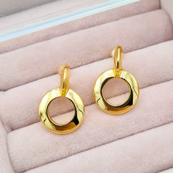 Daire Tasarım Gold Halka Küpe