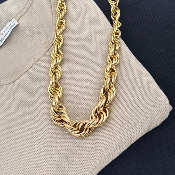 Özel Seri Vintage Kalın Burgu Gold Kolye (50cm)