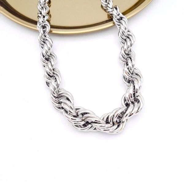 Özel Seri Vintage Kalın Burgu Silver Kolye (50cm)