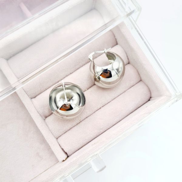 İçi Boş Top Silver Küpe