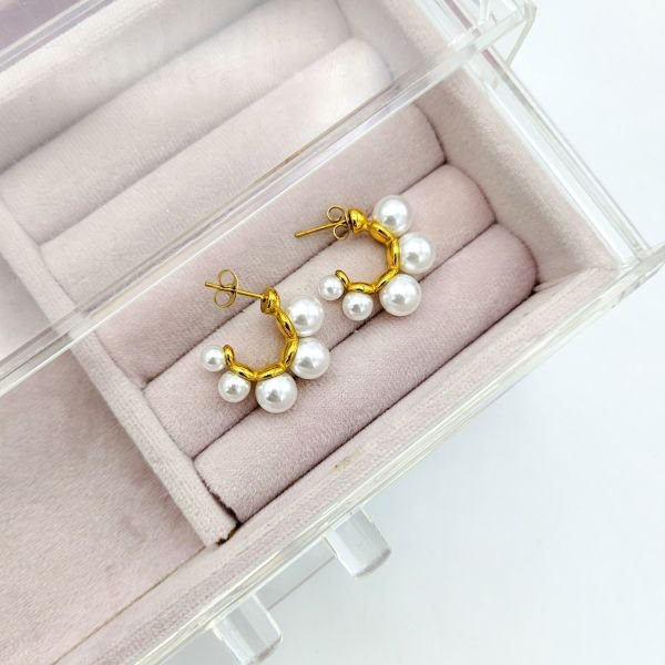 Çelik İnci Detaylı Halka Küpe