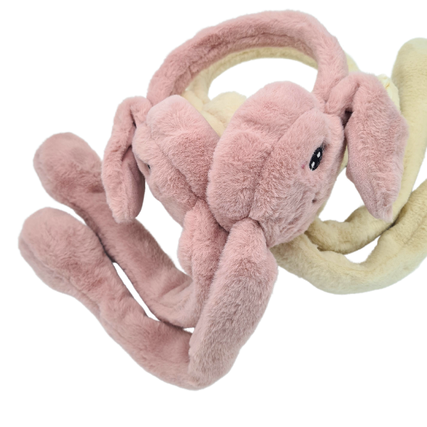 Oynar Kulaklı Hareketli Tavşan Peluş Kulaklık Gül Kurusu