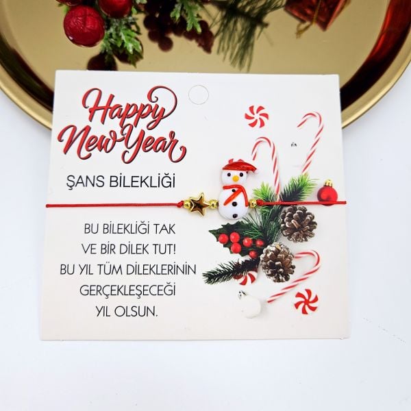 Murano Yeni Yıl Şans Bilekliği Kardan Adam