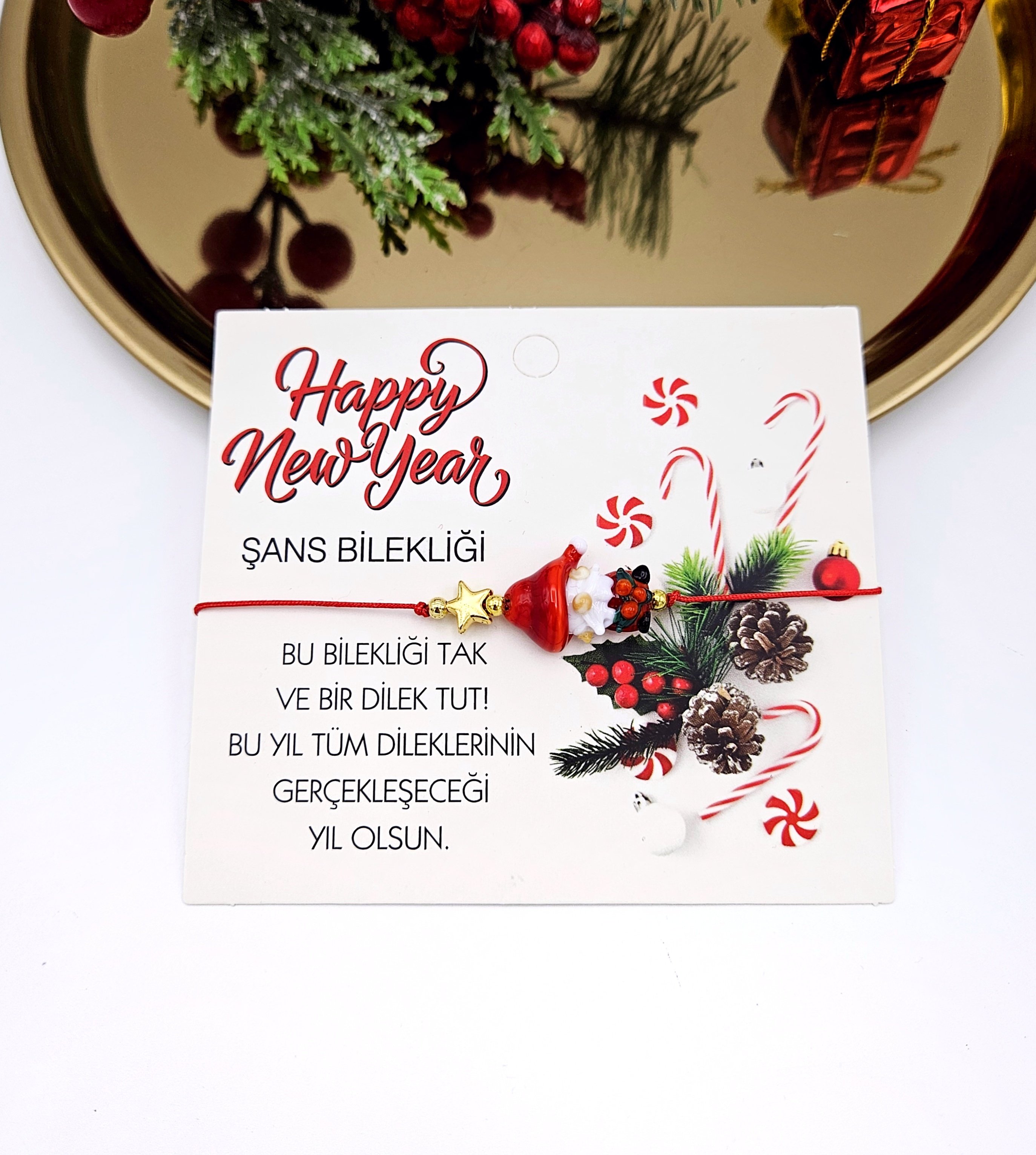 Murano Yeni Yıl Şans Bilekliği Noel Baba