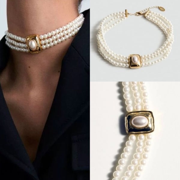Marka Model 3 Sıra İnci Choker Kolye