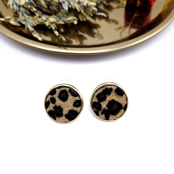 Tay Tüyü Dokulu Leopar Daire Küpe